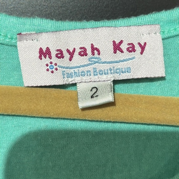 Little girls | size 2 | teal with laces sleeves | shirt - Picture 2 of 4